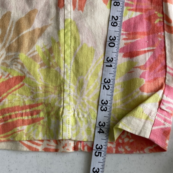 Sigrid Olsen Linen Floral Ankle Pants - Pink, Orange, Tan - Picture 7 of 7